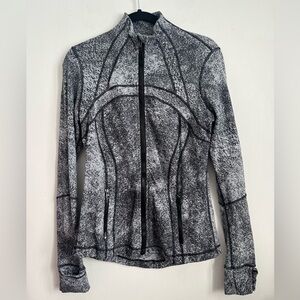 Lululemon Define Zip Up Gym BBL Jacket Luon Spray Jacquard White Black US 10